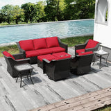 Joyside Wicker Patio Furniture Sets, 9 Pieces Upgraded Large Size Outdoor Furniture with 4 Swivel Rocking Patio Chairs - Photo 7