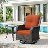 2 Pieces Outdoor Swivel Rocker Patio Chairs Set - Outdoor Wicker Patio Furniture Sets with 1 Side Table - Photo 9