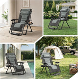 Amopatio Oversized Zero Gravity Chair XL Folding Outdoor Lounge Reclining Patio Chair with Tray/Footrest/Headrest for - Photo 9