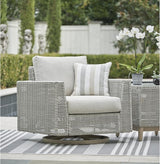 Signature Design by Ashley Seton Creek Casual Outdoor Weather Resistant Swivel Lounge Chair with Removable Cushion, Gray - Photo 2