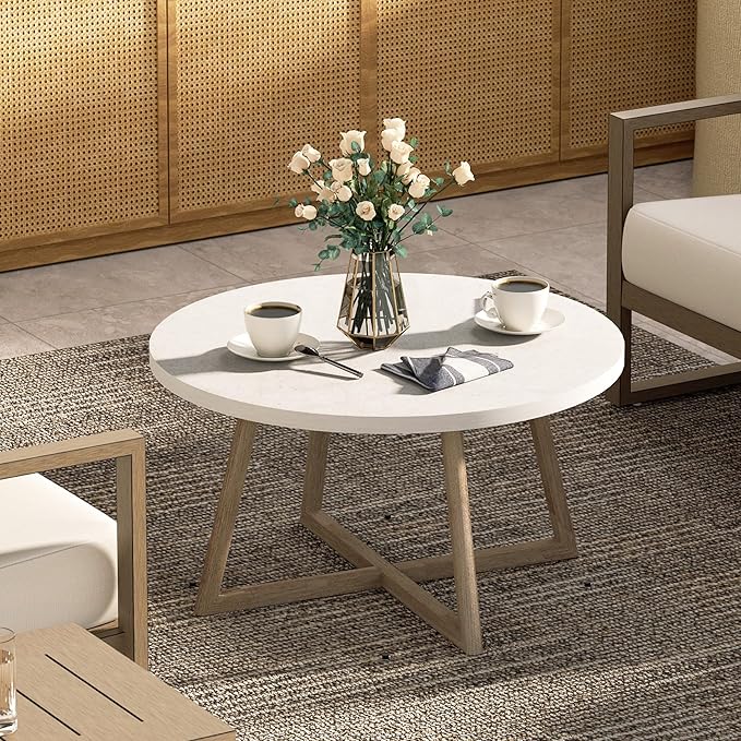 Ulax furniture Outdoor Side Table, Concrete End Table for Indoor/Outdoor