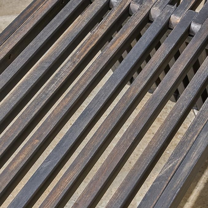 Christopher Knight Home Esme Outdoor Acacia Wood Bench, Dark Gray Finish - Photo 8