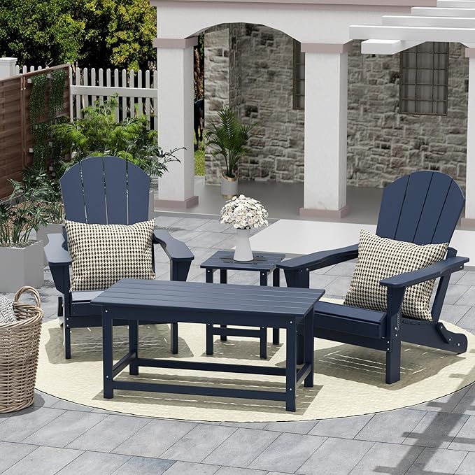 WO WESTIN OUTDOOR HDPE Laguna Outdoor Poly Adirondack Coffee Table, Navy Blue - Photo 2