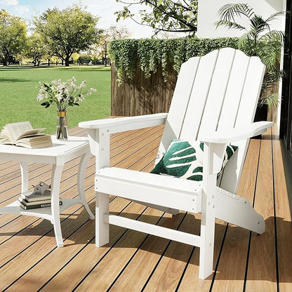 GarveeLife Adirondack Chair for Patio, HDPE Outdoor Lawn Chair with Wood Texture for Garden Backyard Deck Poolside Use