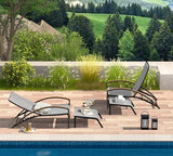 Ulax furniture Outdoor Chaise Lounges, Set of 2, Patio Aluminum Convertible Lounger Chairs with Phifertex Fabric - Photo 4