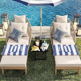 Lounge Chair Outdoor Set of 2 Chaise Lounger, Rope Lounge Chair Patio Chairs with Cushion & Backrest - Photo 6