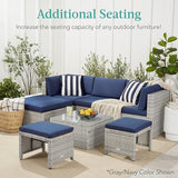 Best Choice Products Set of 2 Wicker Ottomans, Multipurpose Outdoor Furniture for Patio, Backyard, Additional Seating - Photo 4