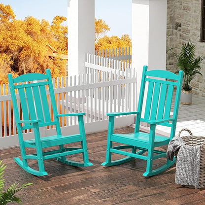 WestinTrends Malibu 3-Piece Set Outdoor/Patio Rocking Chairs (2 Seater), Turquoise