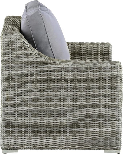 Elle Decor Vallauris Patio Outdoor Furniture Collection, Premium All Weather Wicker, Arm Chair, Gray