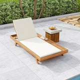 GDFStudio Acacia Wood Chaise Lounge Set with 2" Water-Resistant Cushion, 4-Position Adjustable Backrest Recliner - Photo 1