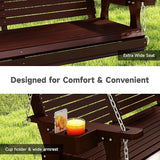 Real Relax Front Porch Swing, Wooden Upgraded 3 Person Seat Bench Swing Hanging Chair with Cup Holders - Photo 4