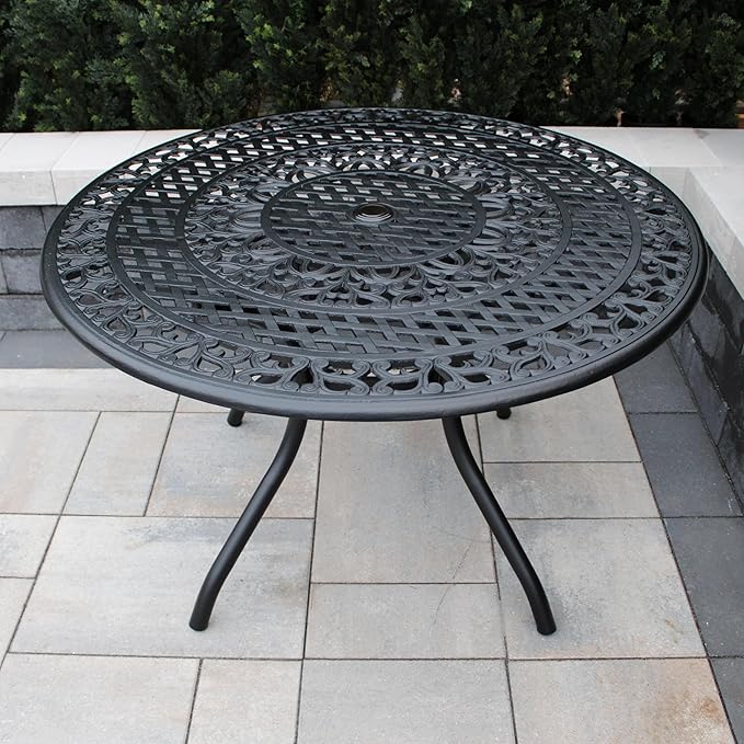 Oakland Living Ornate Outdoor Mesh Aluminum 48-in Bronze Round Patio Dining Table - Photo 2