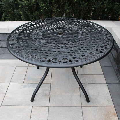 Oakland Living Ornate Outdoor Mesh Aluminum 48-in Bronze Round Patio Dining Table