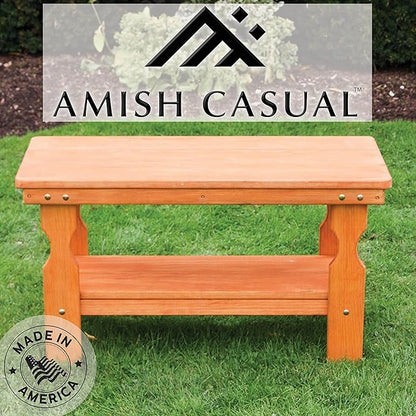 Amish Casual Heavy Duty Pressure Treated Wood Coffee Table in Cedar Stain - Crafted from Solid Pine by Amish Craftsmen in The USA