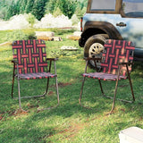 GYMAX Lawn Chair Folding, Webbed Beach Lounge Chairs Set with Highback - Photo 8