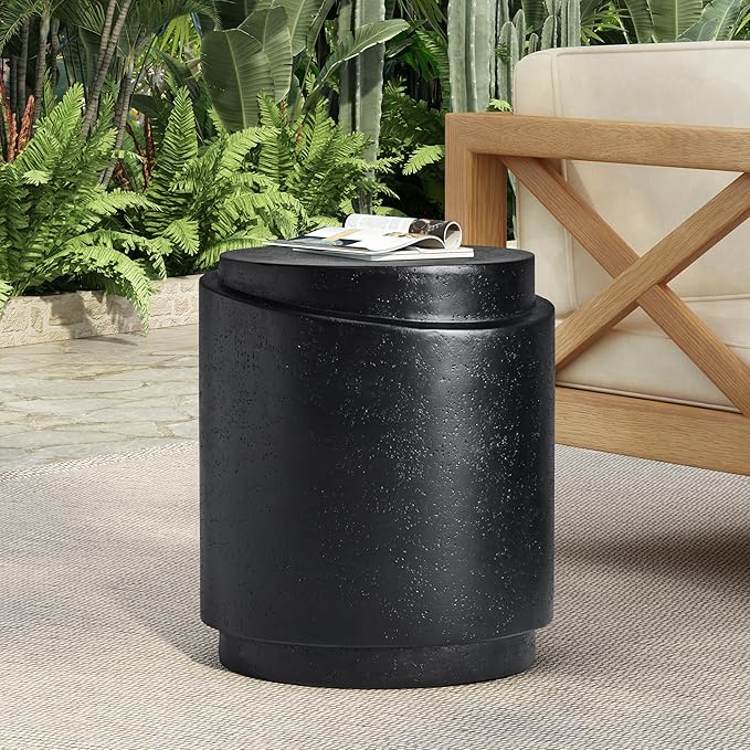 Christopher Knight Home Jarvan 18.7" H Cylindrical MGO Outdoor Side Table, Patio Decorative Small End Table - Photo 10