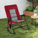 Goplus Oversized Folding Rocking Chair, Padded Patio Lounge Rocker w/Metal Frame, Armrests, Side Pocket - Photo 7