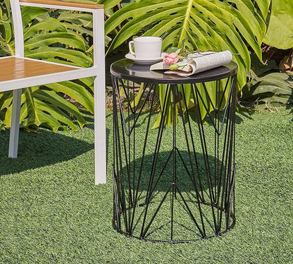 HFHOME Set of 3 Heavy-Duty Round End Table, Side Table, Coffee Table for Indoor Multifunctional Use, Outdoor Decorative Garden Stool Plant Stand-Bronze
