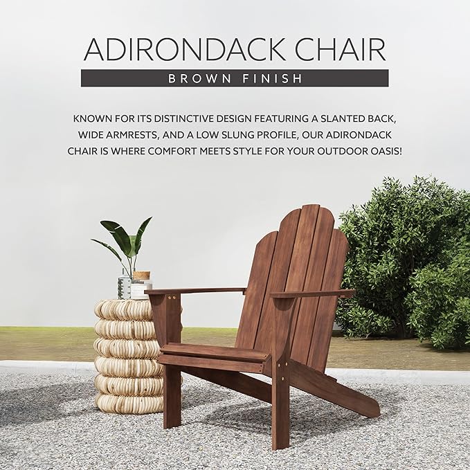 Linon Home Dcor Home Decor Teak Wood Stock Chair, 30.4" wx37.6 dx37.8 h, Stain - Photo 4