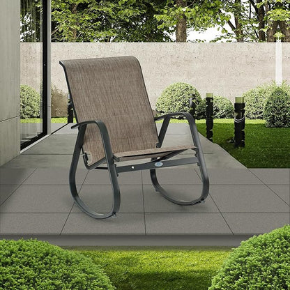 Kozyard Outdoor Patio Rocking Sling Chair, Powder Coated Aluminum Frame, Weather Resistant and Breathable Mesh Fabric for Patio, Porch, Yard, Garden (Beige, Chair)