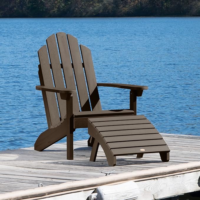 Highwood AD-KITCLAS3-ACE Classic Westport Adirondack Chair with Ottoman, Weathered Acorn