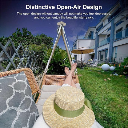 PURPLE LEAF 2 Seat Porch Swing with 12 White LED Lights Outdoor Hand-Woven Rattan Hanging Cloud Swing Chair for Indoor Backyard Garden Patio Hammock Swinging, Cushion and Pillows Included