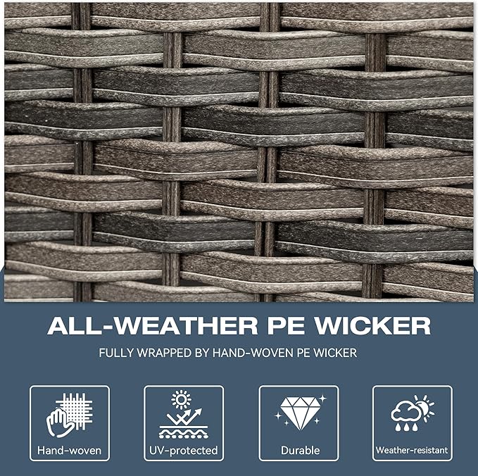 Outdoor Wicker Coffee Table - Patio PE Rattan Coffee Table with Storage Room Suitable for Patio Deck Garden Porch, Brown - Photo 5