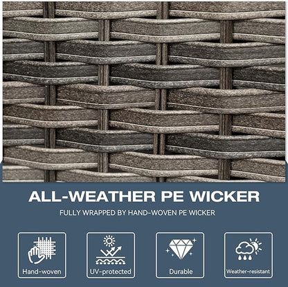 Outdoor Wicker Coffee Table - Patio PE Rattan Coffee Table with Storage Room Suitable for Patio Deck Garden Porch, Brown