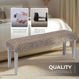 Solid Wood Acacia Indoor Bench with Natural Woven Seat, Wood Bench for Living Room or Entryway - Photo 7