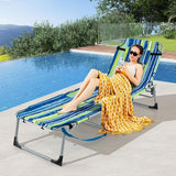 Tangkula Tanning Chair, Outdoor Folding Beach Lounge Chair with Face Hole, Adjustable Footrest, Removable Pillow - Photo 3