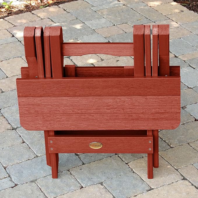 highwood Classic Westport Adirondack Chairs with Side Table, Rustic Red