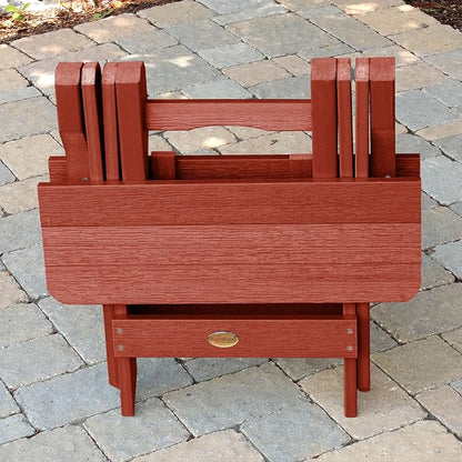 highwood Classic Westport Adirondack Chairs with Side Table, Rustic Red