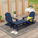 WO Home Furniture Adirondack Chairs Table Set of 3 PCS Outdoor Folding Chairs Coffee Table Weather/UV Resistant for Lawn - Photo 2