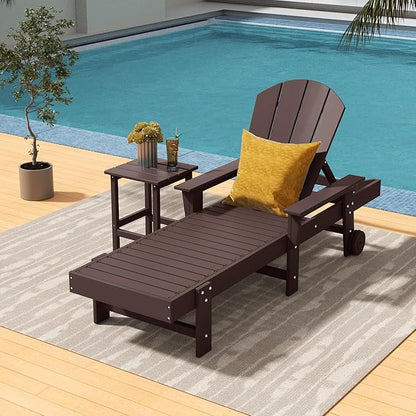 Costaelm Square Outdoor Side Tables, Adirondack Patio Tables for Outside, HDPE Patio End Table Weather Resistant, Balcony Table for Pool, Seaside, Backyard, Porch, Indoor Companion, Dark Brown
