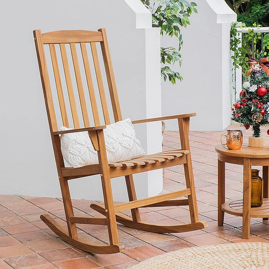 Cambridge Casual Brookside Teak Outdoor Rocking Chair Set of 2, Natural Teak