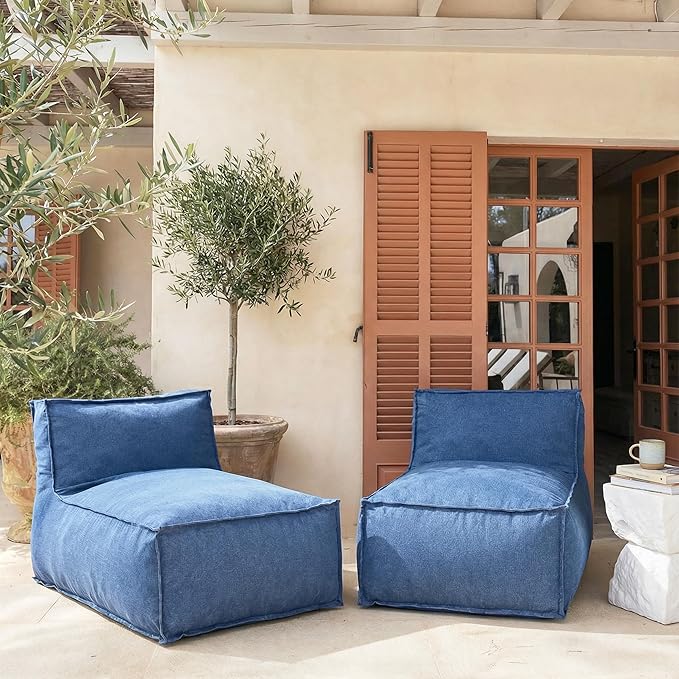 Christopher Knight Home Natty Outdoor Bean Bag Chair Set of 2, Fabric Bean Bag Chair for Adults and Kids - Photo 4