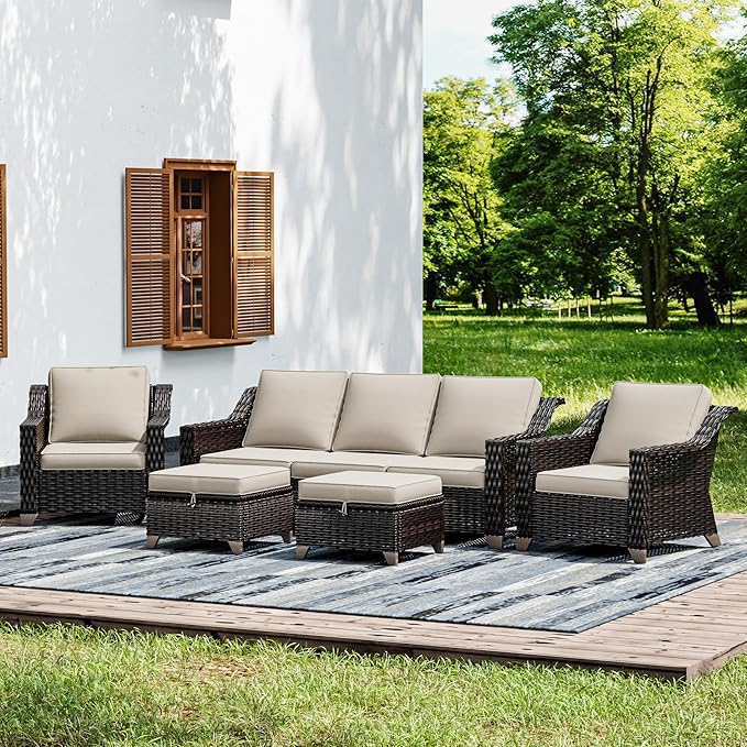 Joyside Wicker Patio Furniture Sets, 5 Pieces Upgraded Large Size Outdoor Furniture with Patio Dining Chairs - Photo 1
