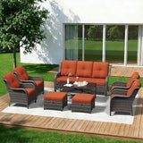 8 Piece Outdoor Wicker Patio Furniture Set, Patio Chairs Set with Thickened Olefin Cushions, High Back and Deep Seating - Photo 1