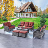 Rilyson Outdoor Patio Furniture Sofa Set - 7 PC Rattan Wicker Patio Sectional Conversation Sets with Sofa, Loveseat - Photo 1