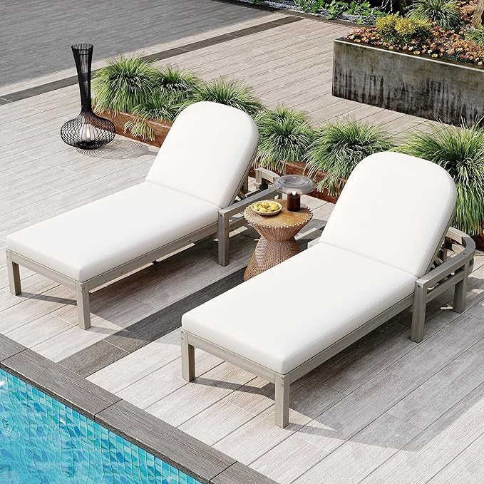 Merax Patio Chaise Lounge Chair Set of 2, Oversized Lounge Chair Outdoor with Adjustable 5 Positions - Photo 1