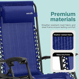 SereneLife Outdoor Zero Gravity Lounge Chair Set with Table – 2 Adjustable Recliners with Cup Holders, Headrest - Photo 7