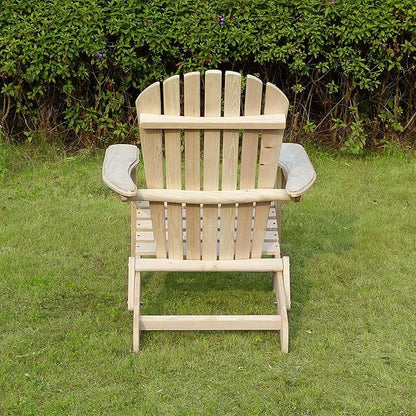 Merry Garden Foldable Wooden Adirondack Chair, Outdoor, Garden, Lawn, Deck Chair, Natural