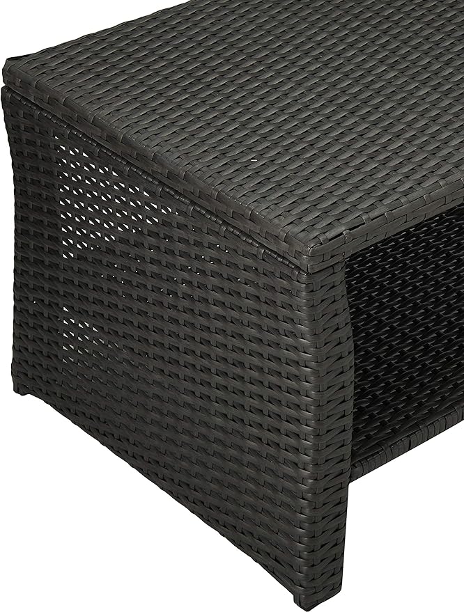 Christopher Knight Home Justin Outdoor Wicker Coffee Table, Gray, Black