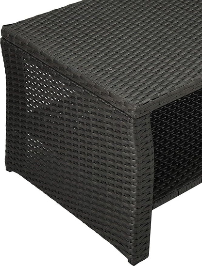 Christopher Knight Home Justin Outdoor Wicker Coffee Table, Gray, Black