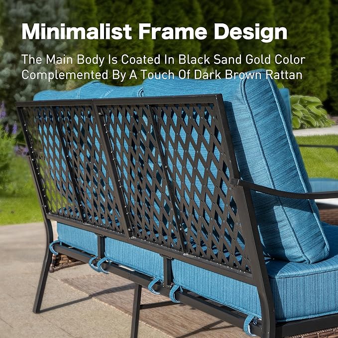 Metal Patio Furniture Sofa with 5.75" Extra Thick Cushion - Photo 6