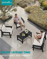 SERWALL HDPE Outdoor Patio Loveseat, All Weather Wood-Like Outdoor Sofa HDPE Outdoor Furniture - Photo 6