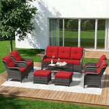 8 Piece Outdoor Wicker Patio Furniture Set, Patio Chairs Set with Thickened Olefin Cushions, High Back and Deep Seating - Photo 1