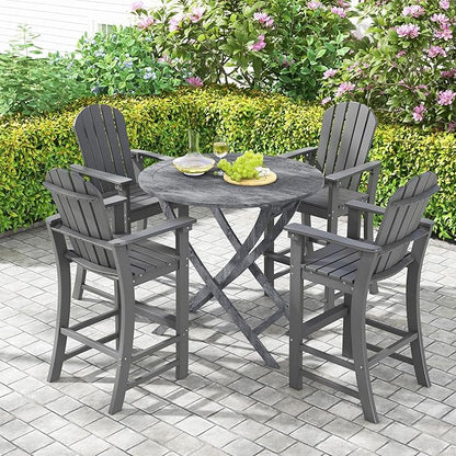 ORALNER Tall Adirondack Chairs, Set of 2 Outdoor High Back Balcony Chair, Weather Resistant HDPE Resin Plastic Bar Height Stools, 360 LBS Lifeguard Chair for Pool Patio Deck Backyard (2, Grey)