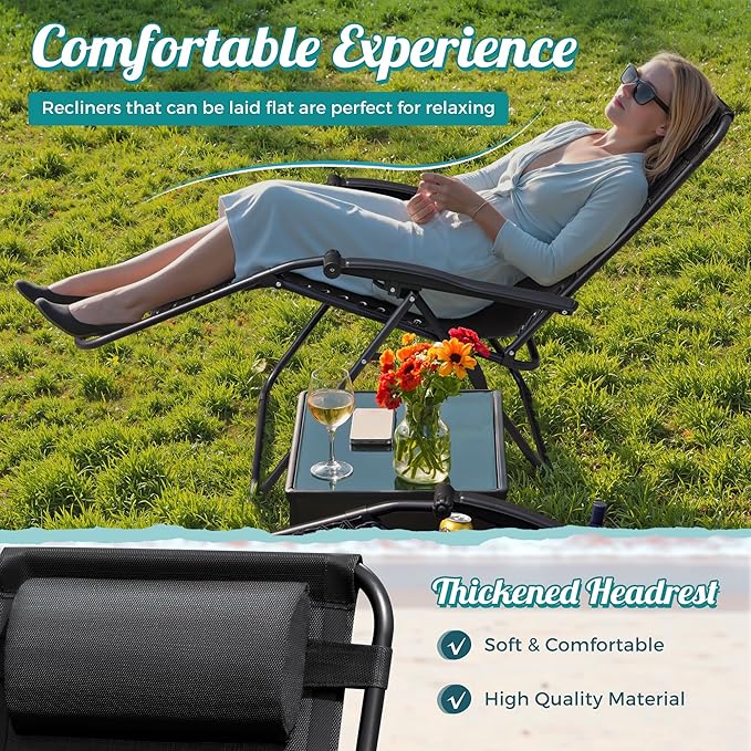 Homall Zero Gravity Chair Patio Folding Lawn Lounge Chairs Outdoor Lounge Gravity Chair Camp Reclining Chair with - Photo 5