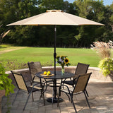 Sour Citrus Round Outdoor Metal Patio Dining Table with Umbrella Hole, Weather-Resistant Table for Poolside, Garden - Photo 8